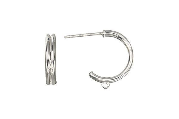 Sterling Silver 15.0mm Double Hoop, 1.6x15.0mm