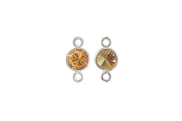 Sterling Silver Cognac CZ Connector, 4.0mm