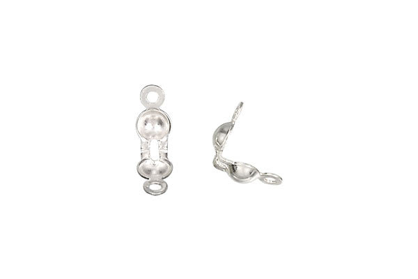 Sterling Silver Clamshell Bead Tip w/2 Rings, 3.5x6.5mm