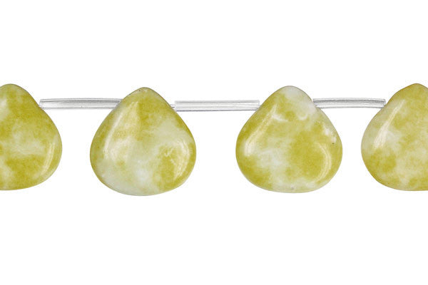 Lemon Jade Flat Heart Briolette Beads, 16-Inch Strand, Beads for Jewelry Making