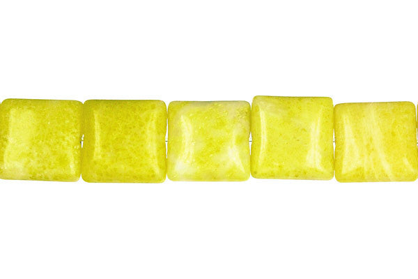 Lemon Jade Flat Square a Beads, 16-Inch Strand, Beads for Jewelry Making