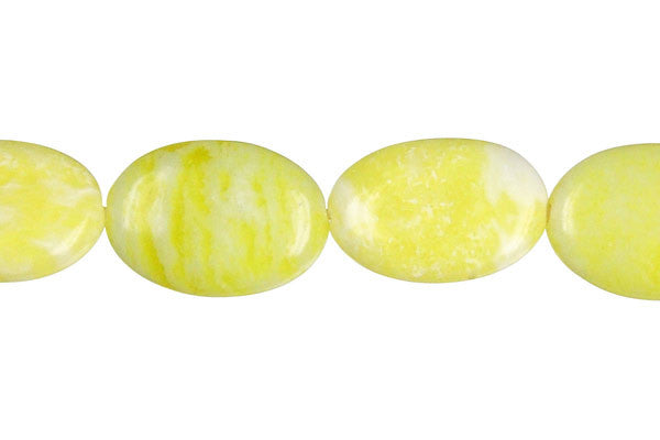 Lemon Jade Flat Oval a Beads, 16-Inch Strand, Beads for Jewelry Making