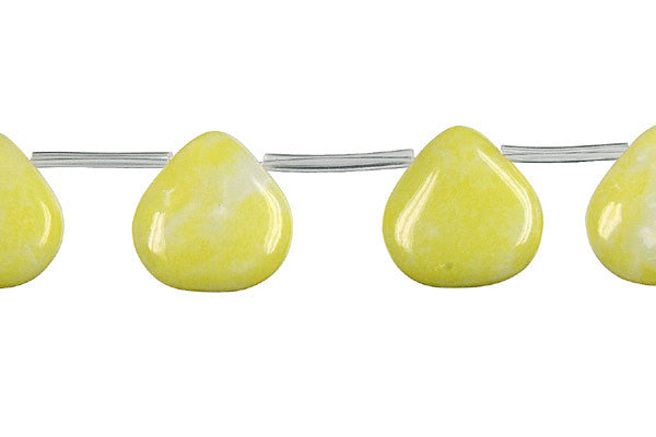 Lemon Jade Flat Heart Briolette a Beads, 16-Inch Strand, Beads for Jewelry Making