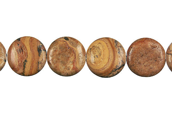 New Picture Jasper Coin Beads, 16-Inch Strand, Beads for Jewelry Making