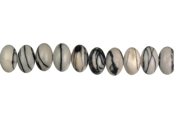 Black Webbed Jasper Rondelle Beads