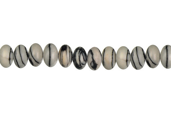 Black Webbed Jasper Rondelle Beads