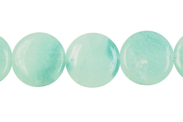 Amazonite Coin Light Beads, 16-Inch Strand, Jewelry Making Supplies