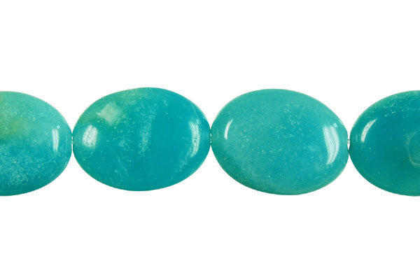 Amazonite Flat Oval Dark Beads, 16-Inch Strand, Jewelry Making Supplies
