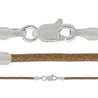 Leather Necklace, Natural w/Sterling Silver Endcaps
