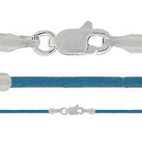 Leather Necklace, Cornflower w/Sterling Silver Endcaps