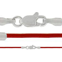 Leather Necklace, Poppy w/Sterling Silver Endcaps