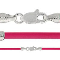 Rubber Necklace, Fuchsia w/Sterling Silver Endcaps