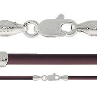 Rubber Necklace, Eggplant w/Sterling Silver Endcaps