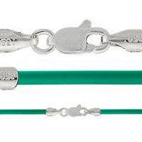Rubber Necklace, Emerald w/Sterling Silver Endcaps
