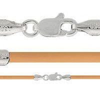 Rubber Necklace, Caramel w/Sterling Silver Endcaps