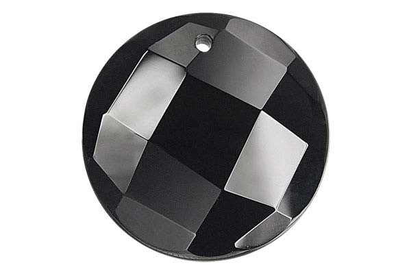 Pendant Black Onyx Faceted Coin