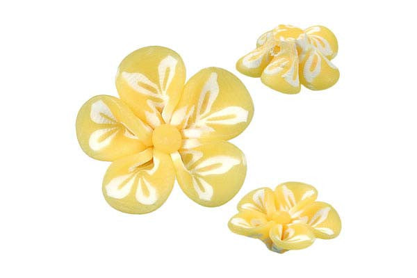 Poly Clay Flower Pendant, 22x22mm, 5 Pieces, Pendant for Jewelry Making
