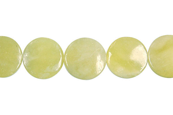 Olive Jade Coin Beads, 16-Inch Strand, Beads for Jewelry Making