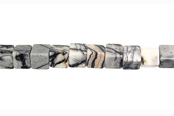 Black Webbed Jasper Cube Beads