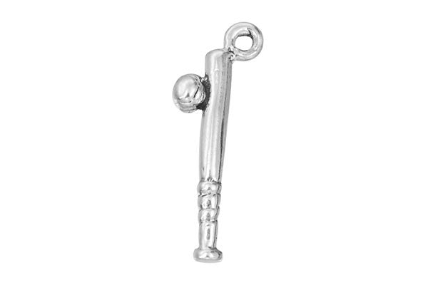 Sterling Silver Bat & Ball Sports Charm, 18.0x5.0mm