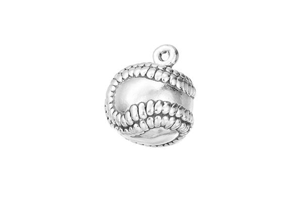 Sterling Silver Baseball Sports Charm, 9.0x9.0mm