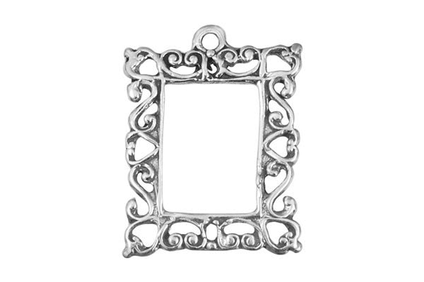 Sterling Silver Picture Frame Charm, 18.0x15.0mm