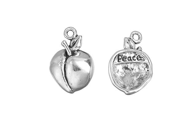 Sterling Silver Peach Peace Charm, 19.0x12.0mm