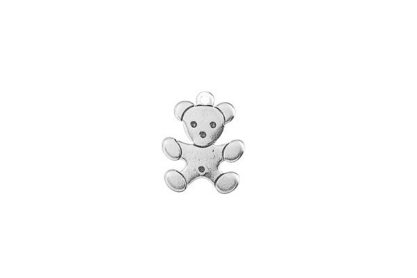 Sterling Silver Teddy Bear Charm, 12.0x10.0mm