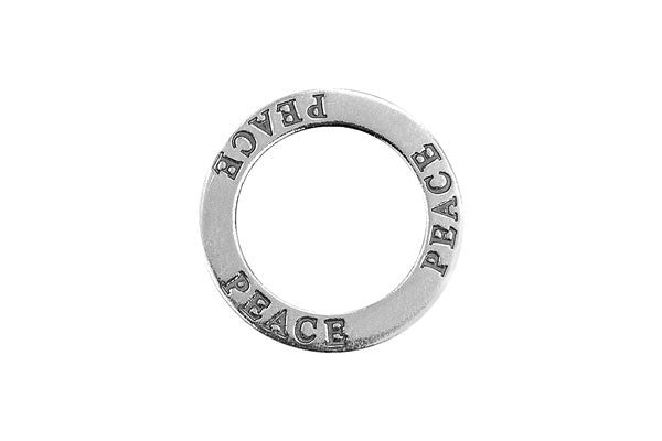 Sterling Silver Peace Affirmation Band Charm, 22.0mm