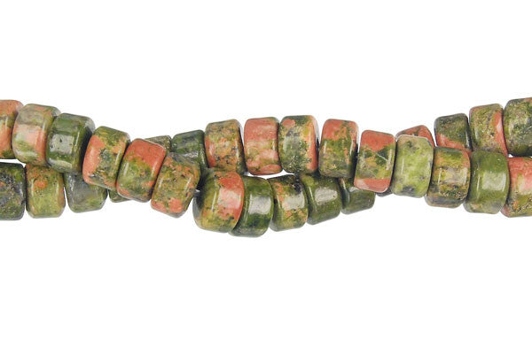 Unakite Disc Beads, 16-Inch Strand, Jewelry Making Supplies
