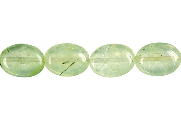 Prehnite Flat Oval Beads