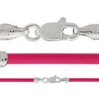 Rubber Necklace, Fuchsia w/Sterling Silver Endcaps