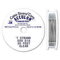 Acculon 7 Strand 24 Gauge, .020" Clear Tiger Tail Beading Wire Wire, Jewelry Making Supplies