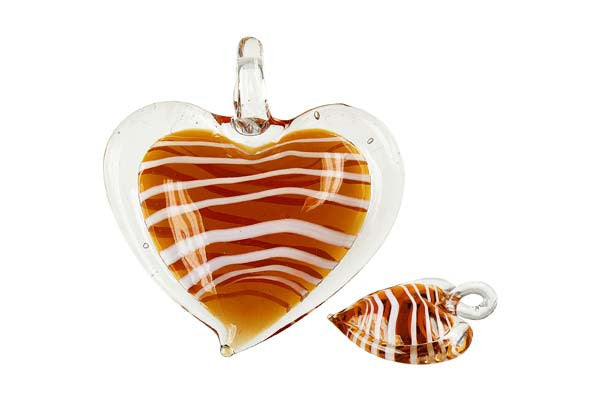 Murano Foil Glass Flat Heart XD Pendant, 48x48mm, 1 Piece, Pendant for Jewelry Making
