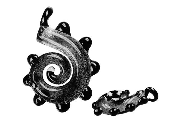 Pendant Murano Foil Glass Dinosaur Tail (Black)