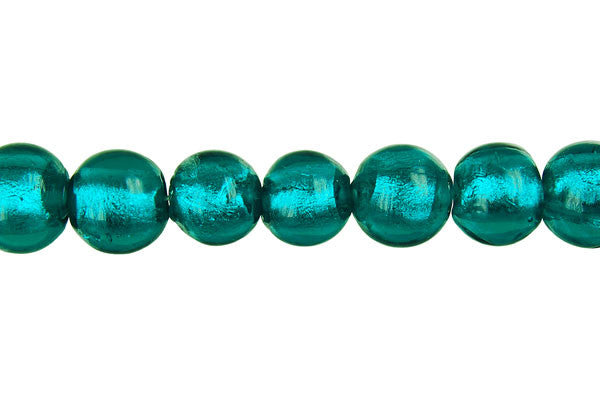 Murano Foil Glass Round Beads, 15-Inch Strand, Beads for Jewelry Making
