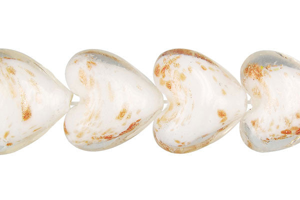 Murano Foil Glass Heart Beads, 14-Inch Strand, Beads for Jewelry Making