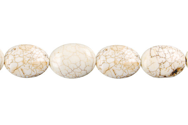 Howlite Gray Matrix Flat Oval Beads, 16-Inch Strand, Beads for Jewelry Making