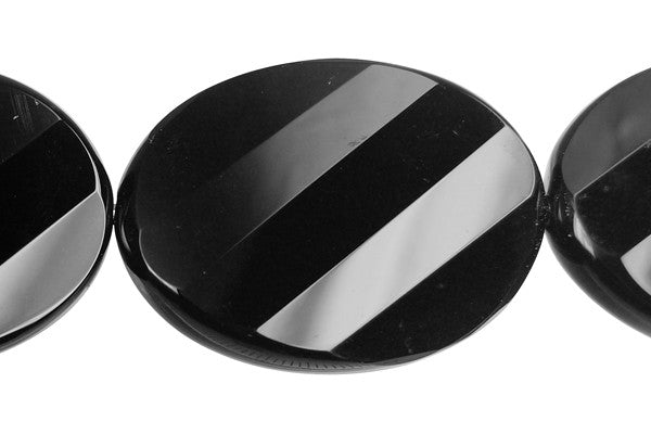 Black Onyx Twisted Flat Oval Faceted Beads, 16-Inch Strand, Jewelry Making Supplies