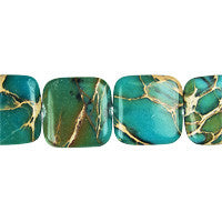 Impression Jasper (Aqua Terra Jasper) Flat Square Beads, 16-Inch Strand, Jewelry Making Supplies