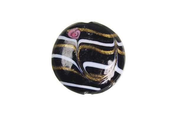 Murano Foil Glass Button Pendant, 33x33mm, 1 Piece, Pendant for Jewelry Making