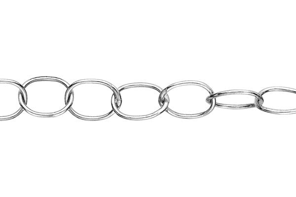 Sterling Silver Large Cable Chain, 6.0x8.0mm