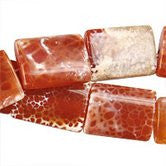 Fire Agate Puffy Rectangle Beads, 16-Inch Strand, Beads for Jewelry Making