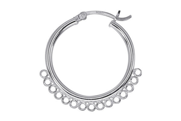 Sterling Silver 25.0mm Hoop w/15 Rings, 2.0x25.0mm
