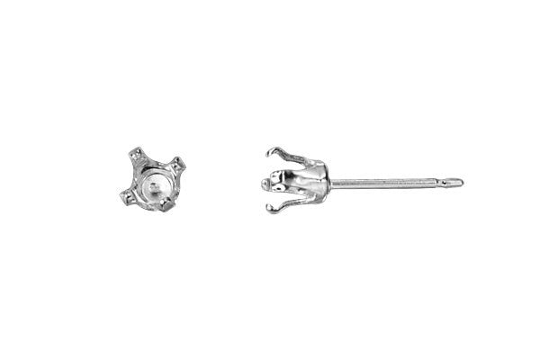 Sterling Silver Post w/4.0mm Snap-in Setting, 21 Gauge