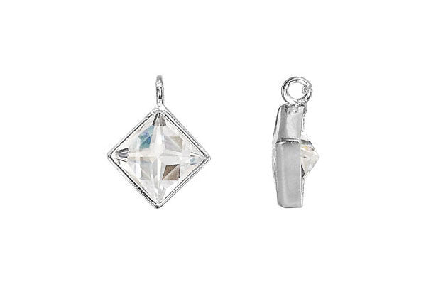 Sterling Silver Princess Cut CZ Drop, 6.0mm