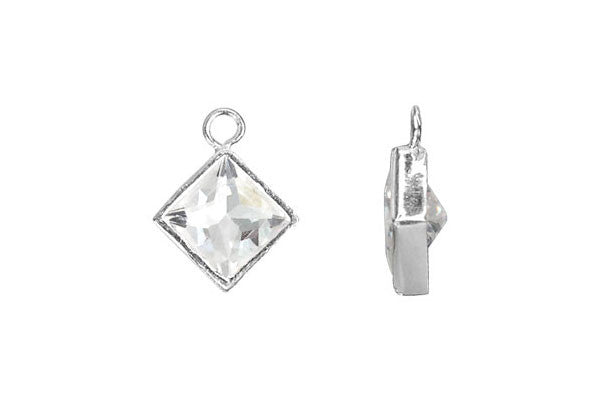 Sterling Silver Flat Princess Cut CZ Drop, 6.0mm