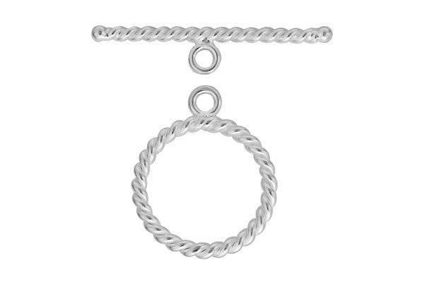 Sterling Silver Twisted Toggle Clasp, 2.8x25.0mm, Jewelry Making Supplies