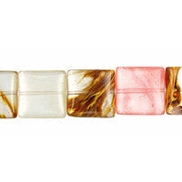 Tiger Quartz Glass Square Beads, 16-Inch Strand, Jewelry Making Supplies
