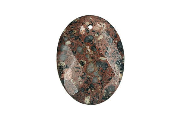 Pendant Mica Quartz Faceted Flat Oval